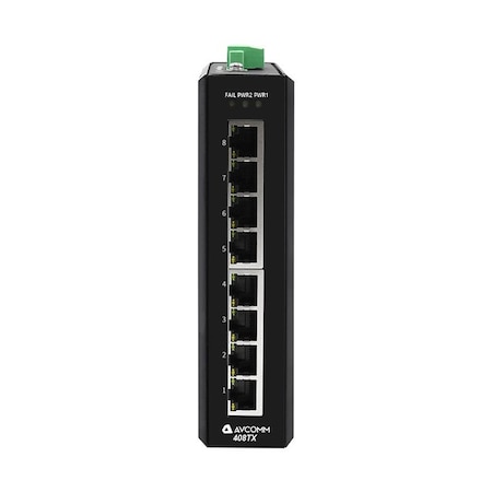 Avcomm 8-Port Unmanaged Industrial Ethernet Switches, 10/100 Mb 8-Port 408TX